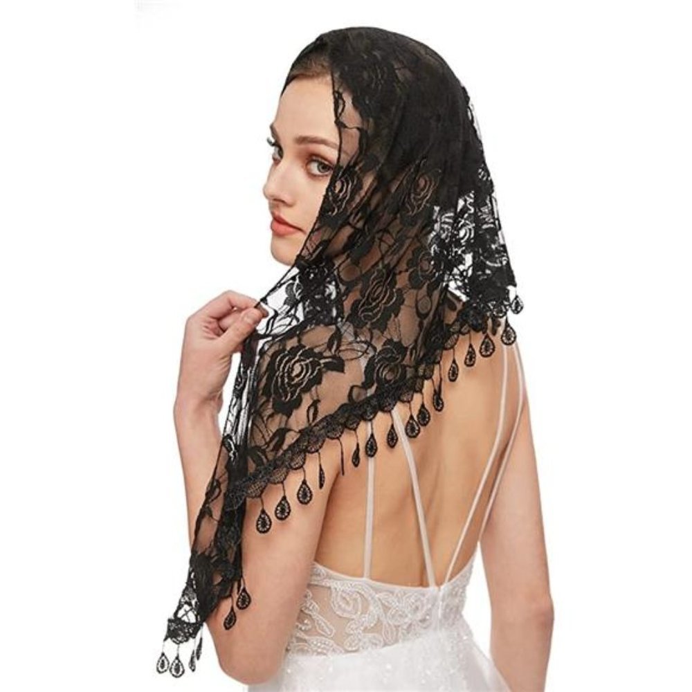 NEW Black Lace Mantilla Wedding Veil